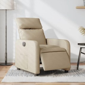 vidaXL Fotoliu rabatabil electric, crem, material textil