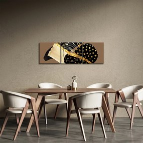 Tablou - Abstracție maro auriu N⁰1 (cu ceas) (90x30 cm)