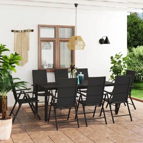 3060063 vidaXL Set mobilier de grădină, 9 piese, negru