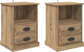vidaXL Dulap de noapte 2 pcs Stejar Artizanal 36 x 43 x 60 cm