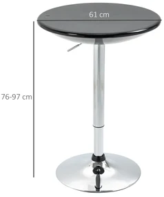 HOMCOM Masă Rotundă Bar cu Plan Rotativ, Înălțime Ajustabilă, Oțel, Φ61x76-97cm, Negru | Aosom Romania