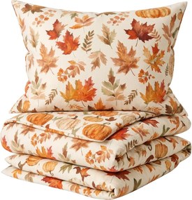 Lenjerie de pat din flanel LEAVES & PUMPKINS colorata Dimensiune lenjerie de pat: 2 buc 70 x 90 cm | 200 x 220 cm