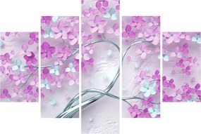 Tablouri cu flori pe trunchi argintiu - abstract (150x105 cm)