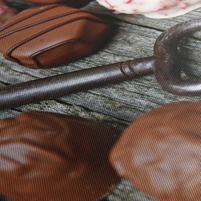 Tablou cu ciocolată și chei (cu ceas) (90x30 cm)