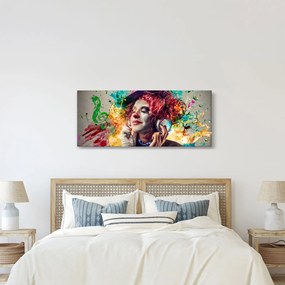 Tablou - Artista cu căști (120x50 cm)