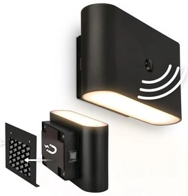 Briloner 3878015 - Aplică LED de perete reîncărcabilă cu senzor CHAT LED/3W/5V 2000 mAh, negru