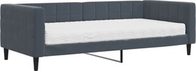 vidaXL Pat de zi cu saltea, gri închis, 90x200 cm, catifea