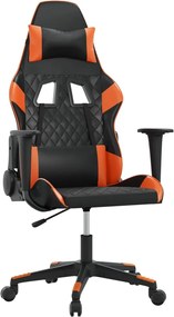 vidaXL Scaun de gaming de masaj, negru și portocaliu, piele ecologică