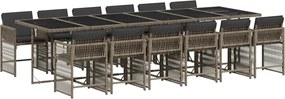 vidaXL Set mobilier de grădină cu perne, 13 piese, gri, poliratan