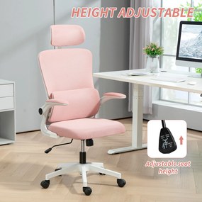 Vinsetto Scaun de Birou Ergonomic cu Tetieră Detașabilă Roz | Aosom Romania
