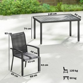 Outsunny Set Masă și Scaune pentru Grădină, Set pentru Luat Masa în Aer Liber 7 piese, Gri | Aosom Romania