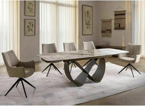Masa extensibilă Infinity Ceramic alb lucios/cupru L160-240xl95 cm