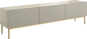 Comodă TV Nicole 200 cm, cu picioare metalice și sertar – cashmir / auriu