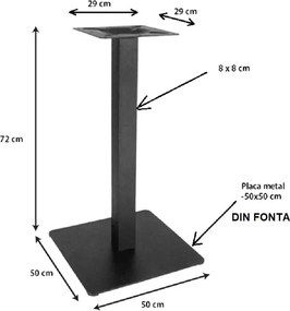 Picioare metalice din ,pentru masa 80x80 cm,negru