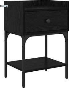 vidaXL Noptieră cu sertar Stejar Negru 40 x 29 x 60 cm Lemn compozit