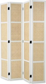 Paravan decorativ LUX, Lemn, Rattan, Bahamas alb