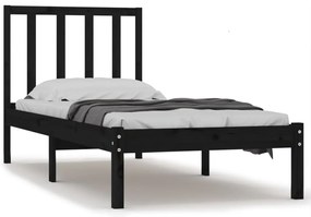3105040 vidaXL Cadru de pat single, negru, 90x190 cm, lemn masiv de pin
