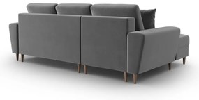 Colțar gri deschis extensibil, cu spațiu de depozitare cu tapițerie din catifea (cu colț pe partea stângă, cu șezlong) Kyoto – Cosmopolitan Design