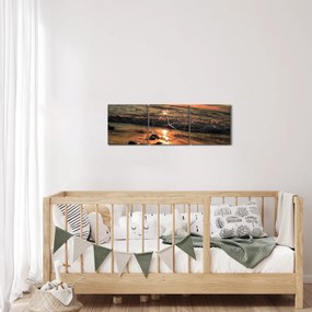 Tablou - Apus de soare, ocean (cu ceas) (90x30 cm)