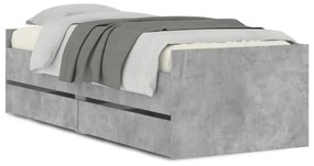 3207353 vidaXL Cadru de pat cu sertare, gri beton, 90x190 cm