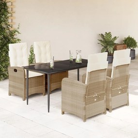 vidaXL Set mobilier de grădină cu perne, 5 piese, bej, poliratan