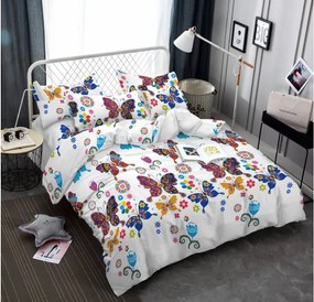 Lenjerie de pat din microfibra alb, COLORED BUTTERFLY Dimensiune lenjerie de pat: 70 x 90 cm | 140 x 200 cm