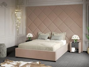 Pat Tapitat cu Panou 305x228 C3 Dubai cu somiera fixa Bej - Velluto 3 140x200