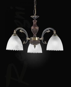 Candelabru 3 brate design italian din alama cu lemn 3510