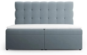 Pat boxspring albastru deschis cu spațiu de depozitare 180x200 cm Bali – Cosmopolitan Design