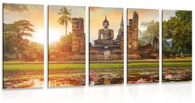 Tablou 5-piese statuia Buddha în parcul Sukhothai