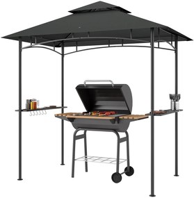Outsunny Pavilion de grătar cu LED 240 x 150 x 258 cm rezistent la apă, ignifug, pavilion de grătar cu acoperiș dublu | Aosom Romania
