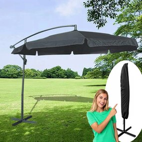 Umbrelă mare de grădină cu suport în gri închis