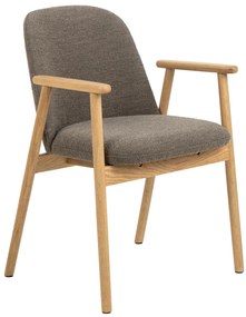 MAZZONI EXPORT RODERIC Maro Taupe (țesătură Monza 40)/cadru stejar lăcuit - SCAUN DE LEMN BOUCLÉ PENTRU SUFRAGERIE LIVING BUCĂTĂRIE RETRO