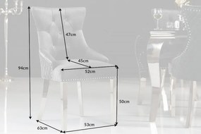 Set 2 scaune stil baroc Castle Deluxe, gri