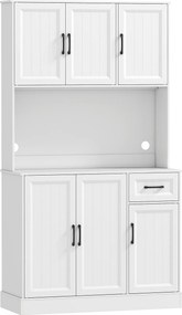 HOMCOM Dulap de bucătărie, 180,5 cm, dulap de depozitare, suprafață de lucru, orificiu pentru cablu, rafturi reglabile, MDF, Alb | Aosom Romania