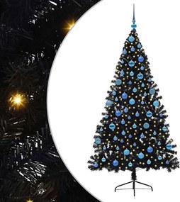 vidaXL Pom de Crăciun artificial pre-iluminat Negru 180 cm PVC