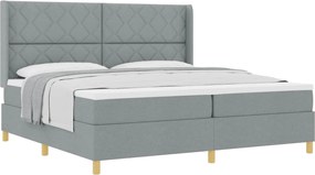 vidaXL Pat cu arcuri cu saltea Gri deschis 200 x 200 cm țesătură