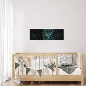 Tablou - Triunghi de neon în junglă (cu ceas) (90x30 cm)
