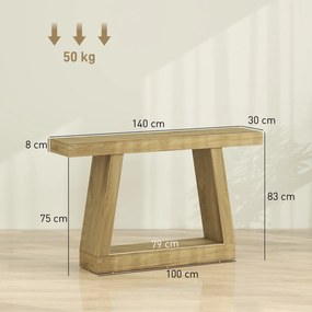 HOMCOM Masă Consolă 140 cm, Retro Canapea cu Spațiu de Depozitare, Stejar. | Aosom Romania