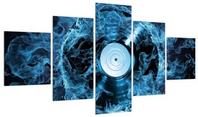 Tablou cu placă de gramofon în foc albastru (125x70 cm), în 40 de alte dimensiuni noi