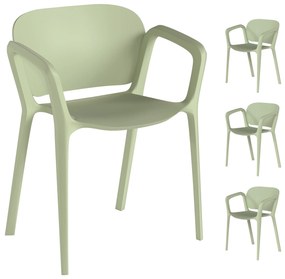 Outsunny Set de 4 Scaune Suprapozabile pentru Grădină, 60x56x75 cm, Verde | Aosom Romania