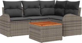 vidaXL Set de canapele pentru grădină cu pernă 5 pcs Gri poliratan