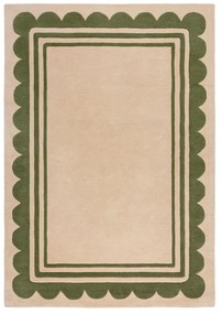 Covor verde/în culoare naturală țesut manual din lână 160x230 cm Lois Scallop – Flair Rugs