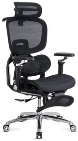 Scaun ergonomic de birou negru rezistent 150 kg din mesh cu suport lombar cu masaj și încălzire SYYT 9521