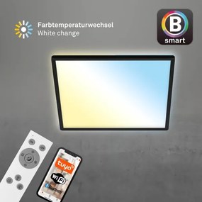 Briloner 7060-015 - Panou LED SLIM dimmabil, 22 W, 230 V, 42 x 42 cm, negru, Wi‑Fi Tuya + telecomandă