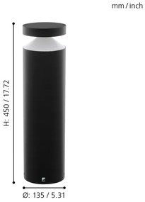 Eglo 97632 - LED Lampa exterior MELZO LED/11W/230V negru 450 mm