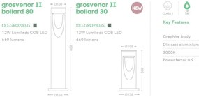 Stalp mic iluminat exterior IP54 LED Grosvenor II bollard 30