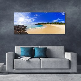 Tablou pe panza canvas Sun Sea Beach Peisaj Galben Albastru Maro