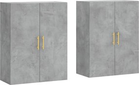 vidaXL Dulap cu montaj pe perete, 2 buc, gri beton, 69,5x34x90 cm