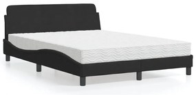vidaXL Pat cu saltea, negru, 140x190 cm, catifea